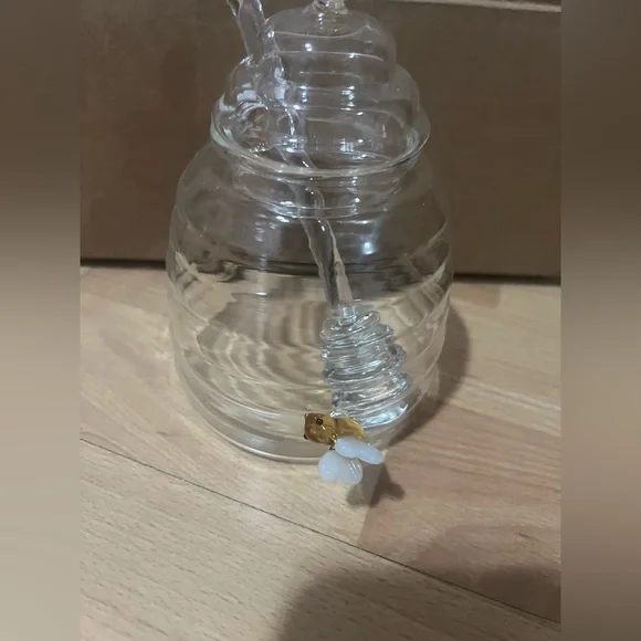 Neiman Marcus Glass Honey Jar with Bee Accents - Picture 3 of 5